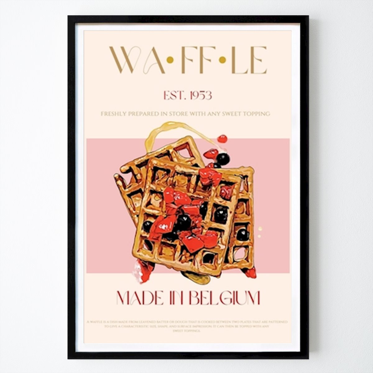 Cuisines Affiche: Affiche vintage de gaufres belges par Nazma Khokhar