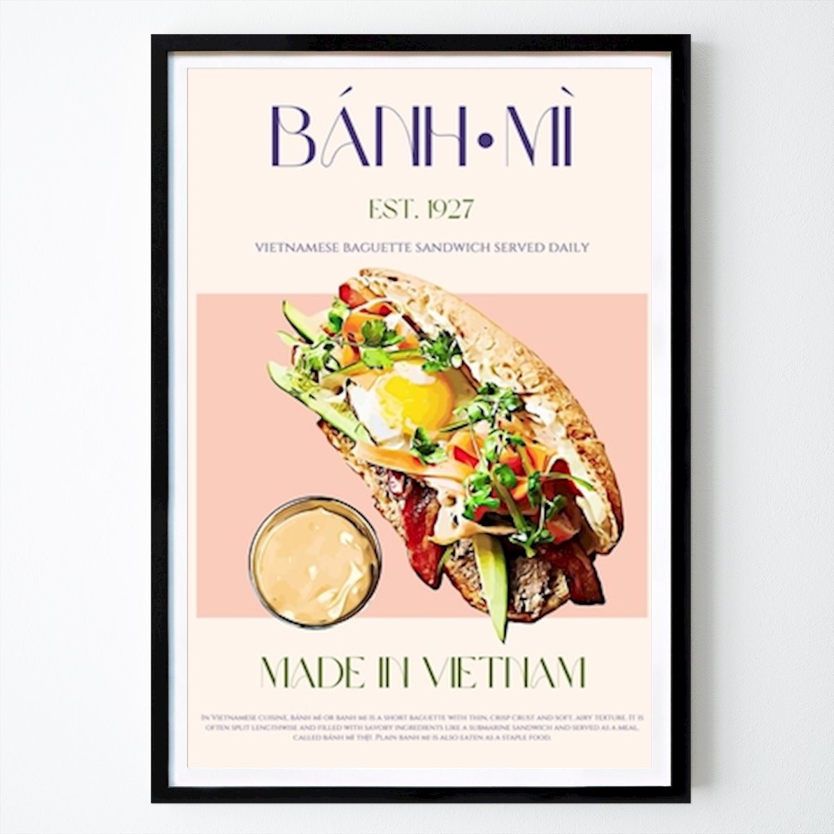 Kitchen Poster: Bánh Mì Vietnamese Sandwich Poster by Nazma Khokhar