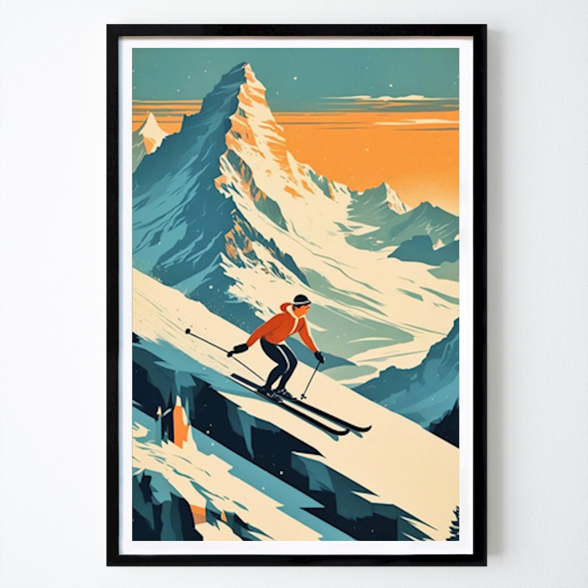Retro & Vintage Poster: Retro Alps Ski-Wandkunst von Kholida A N