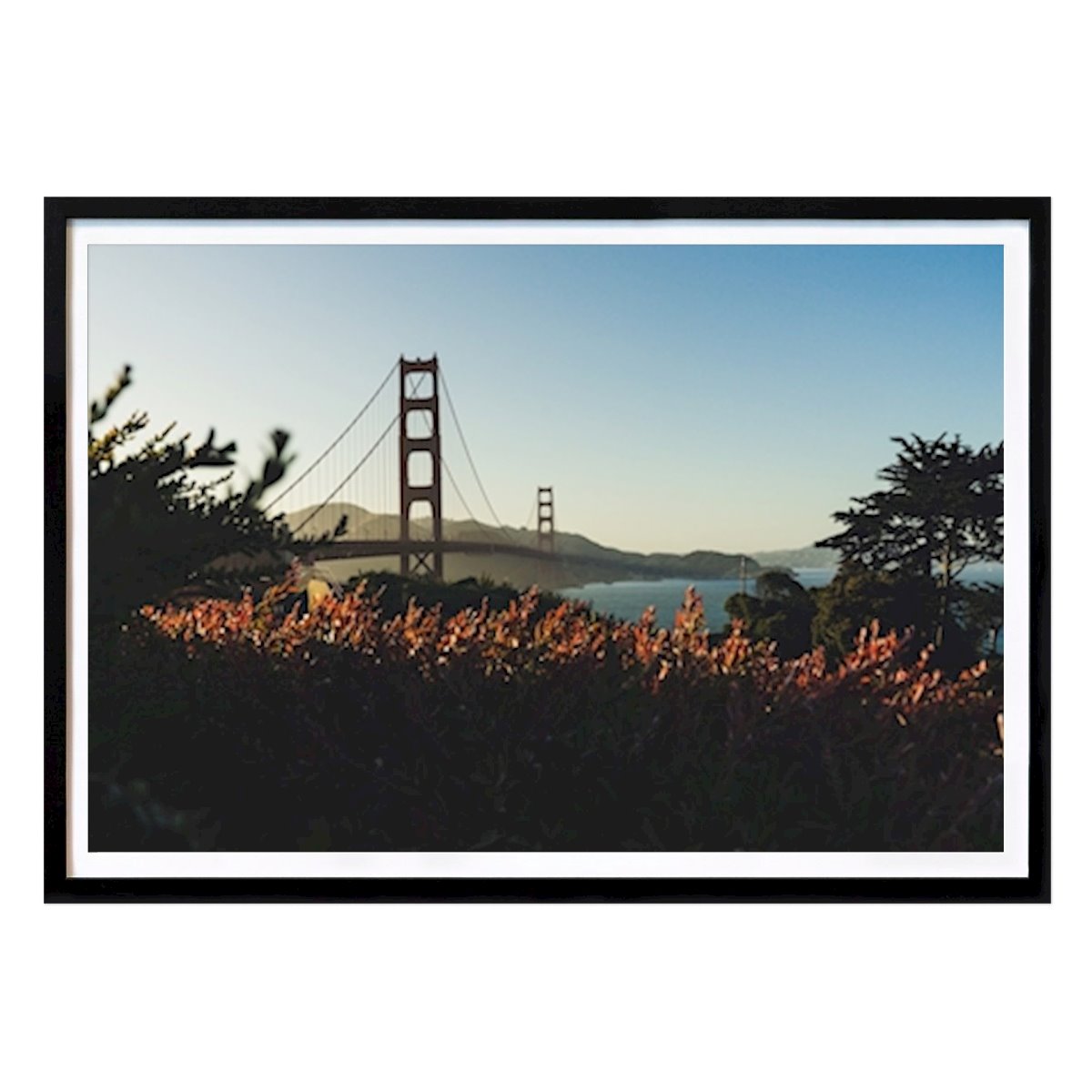 Natureza Poster: Ponte Golden Gate ao pôr do sol de Mathias Myrrhøj