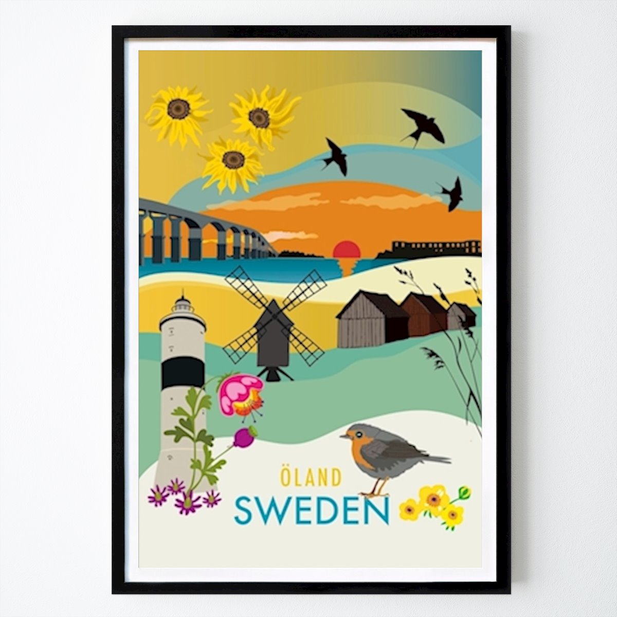 Öland Landen & Steden Poster: Stadsposter ÖLAND van Lottis Karlsson, Lottisson Design