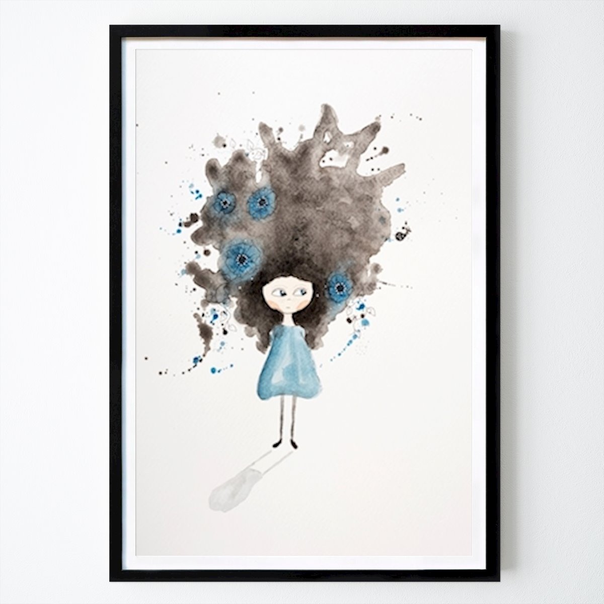 Niños Póster: Monster i håret (blå) de Cecilia Fransson