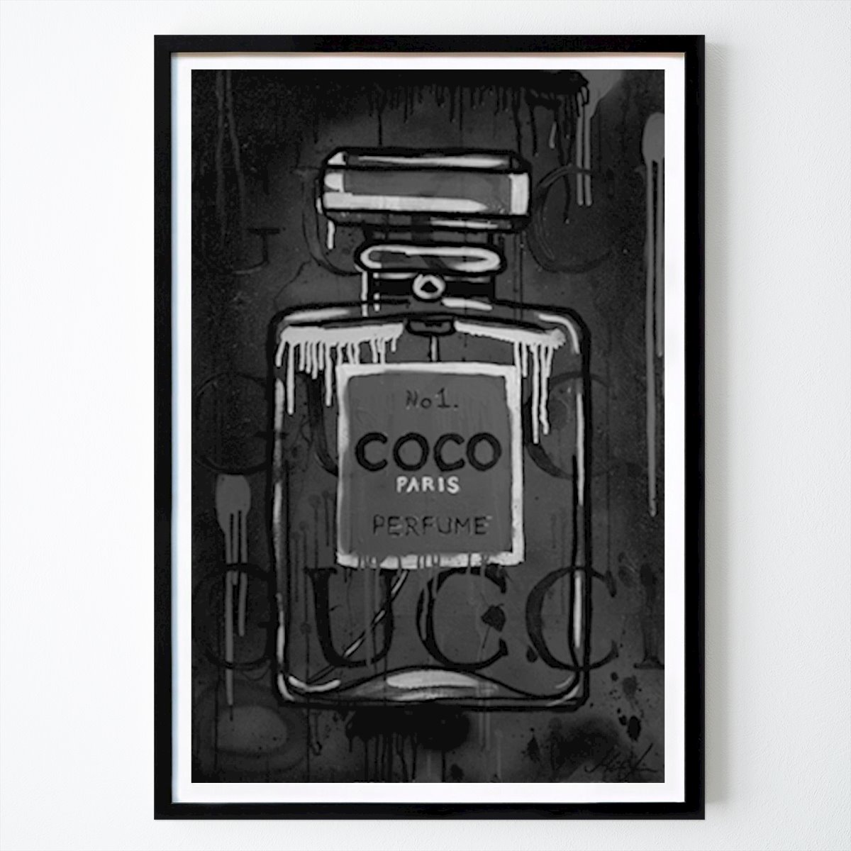 Pop Art Poster: Pink Perfume COCO (BW) von Mikael Lindgren