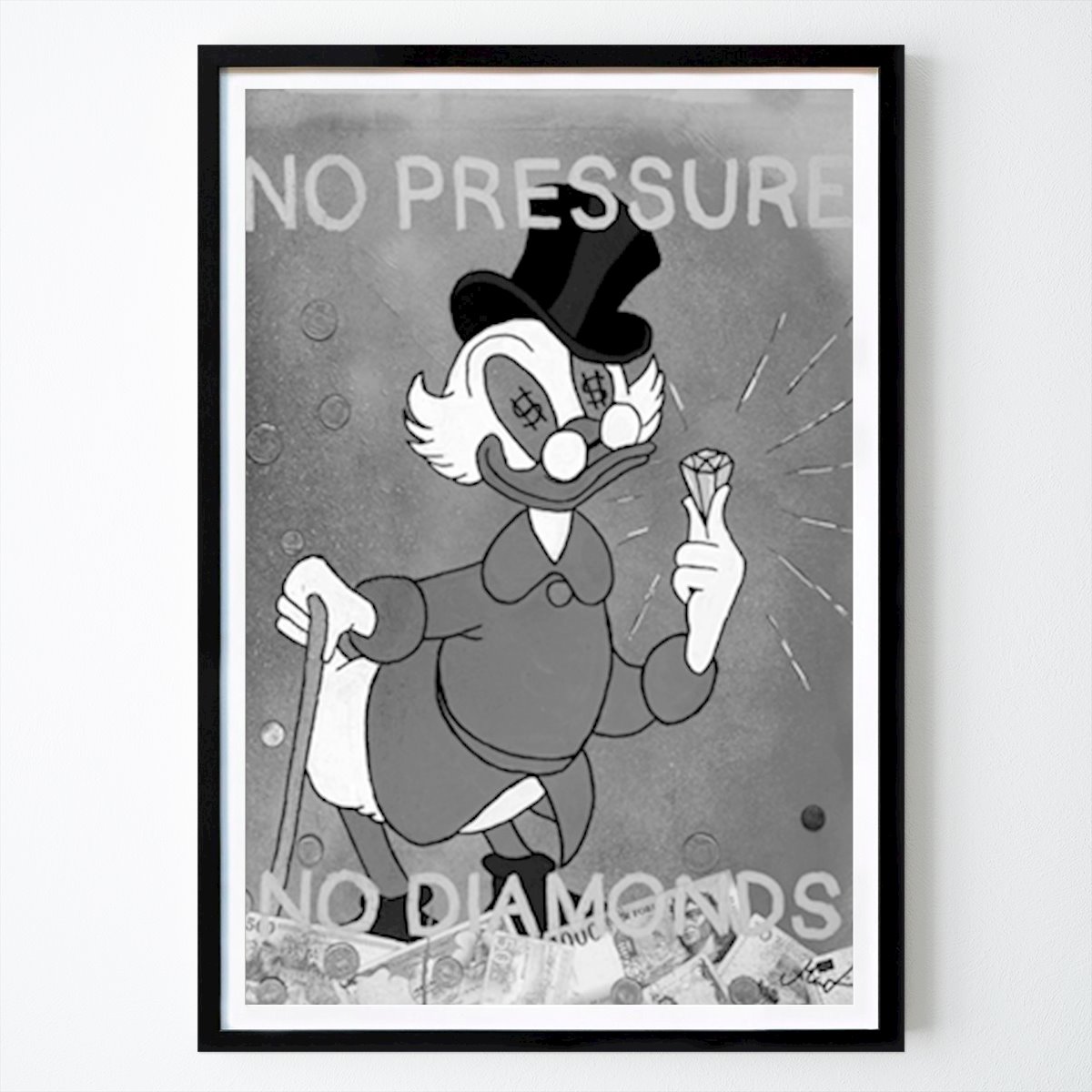 Pop Art Póster: No Pressure No Diamonds (BW) de Mikael Lindgren