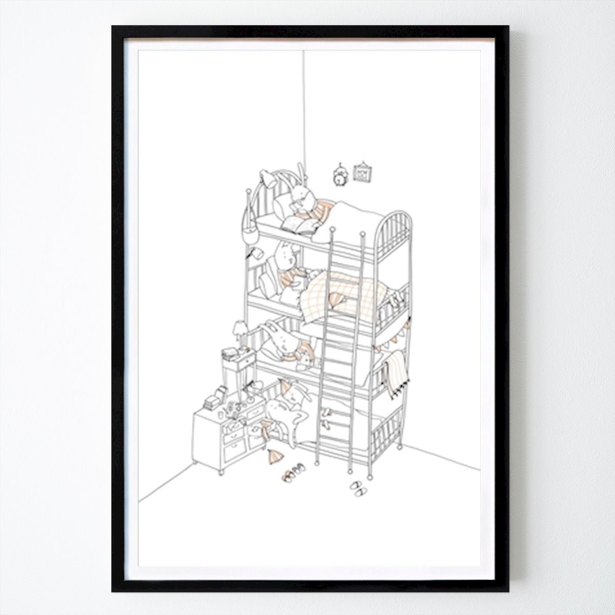 Kids Room Poster: The bunkbed, peach by Tove Heimdahl