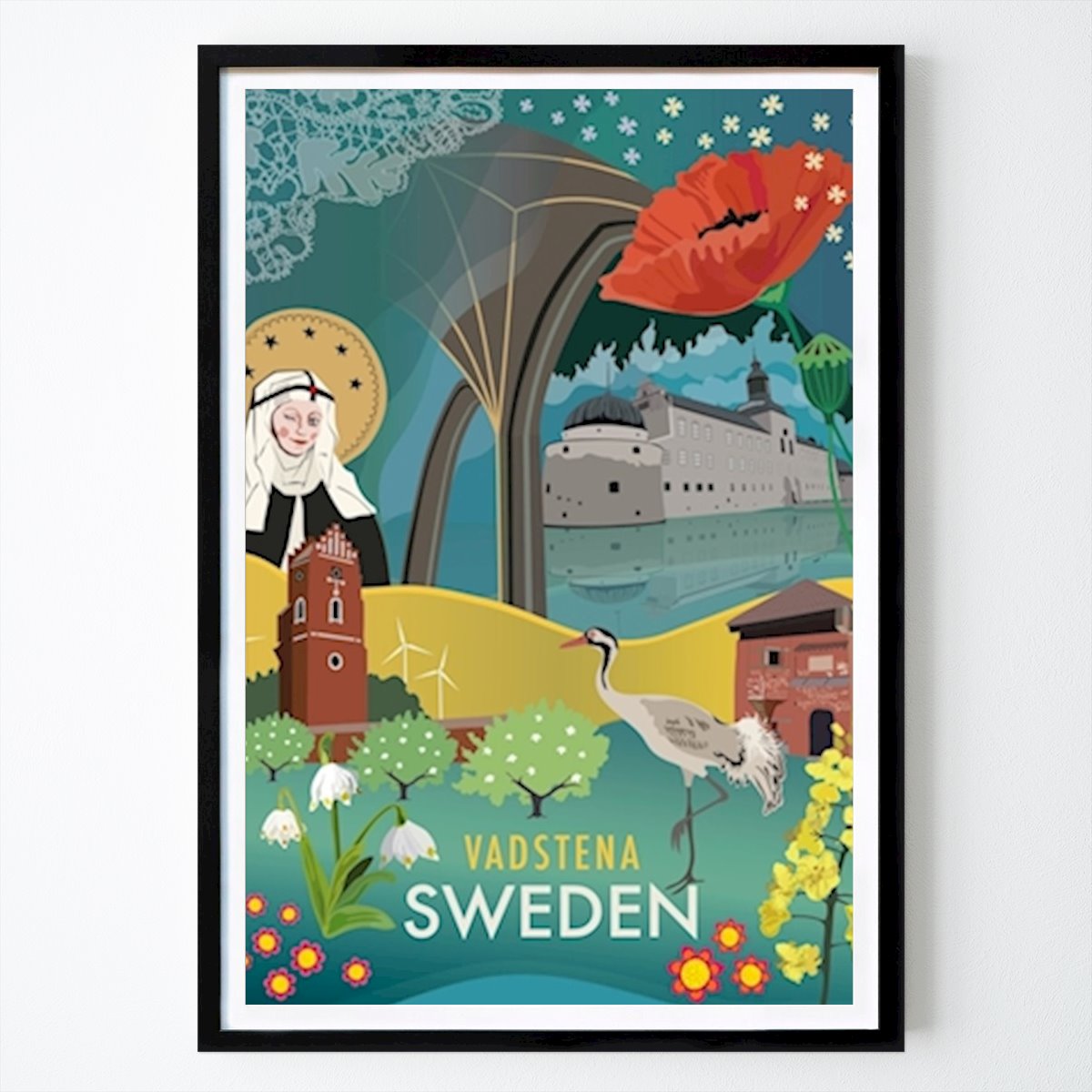 Landen & Steden Poster: STADSPOSTER VADSTENA van Lottis Karlsson, Lottisson Design