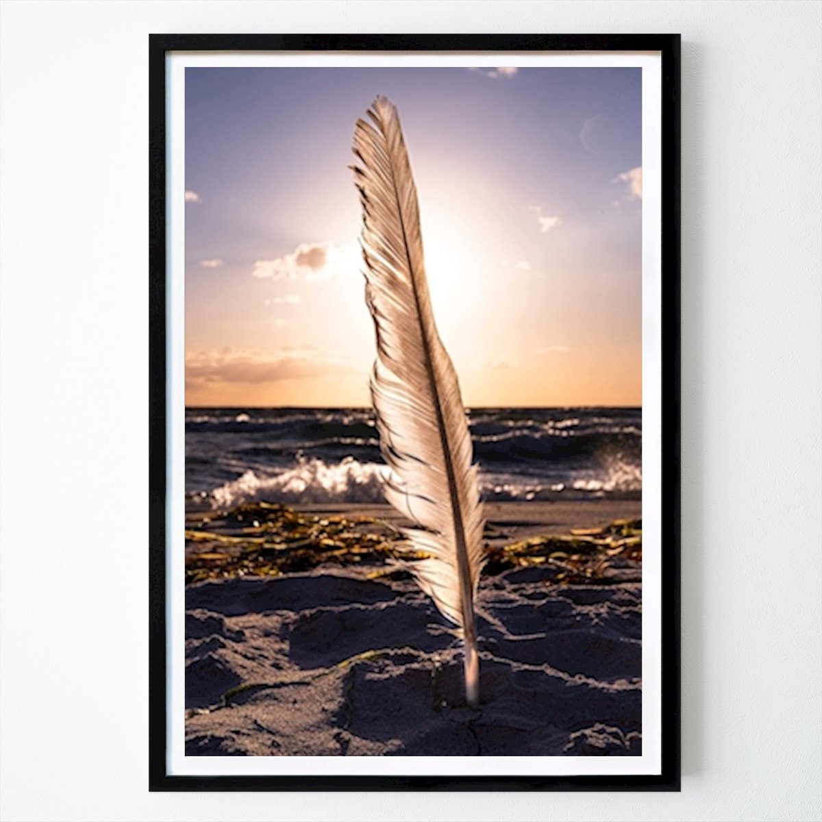 Animal Affiche: Plume sur la plage par Marie Berlin