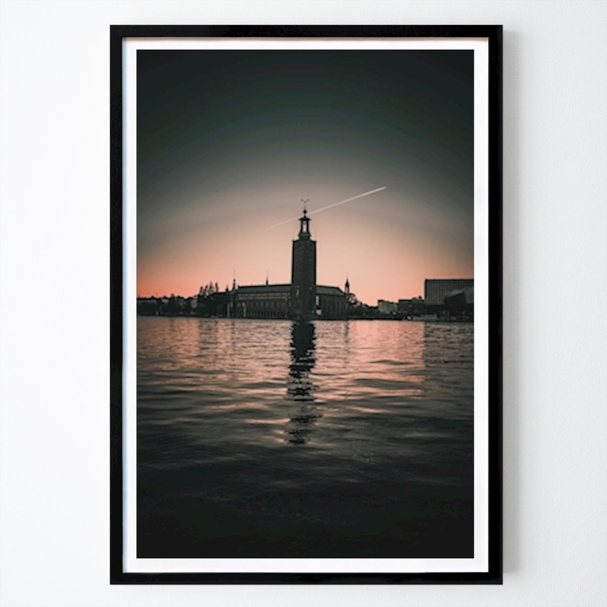 Stockholm Poster: City hall and the airplane by Joel Holmberg