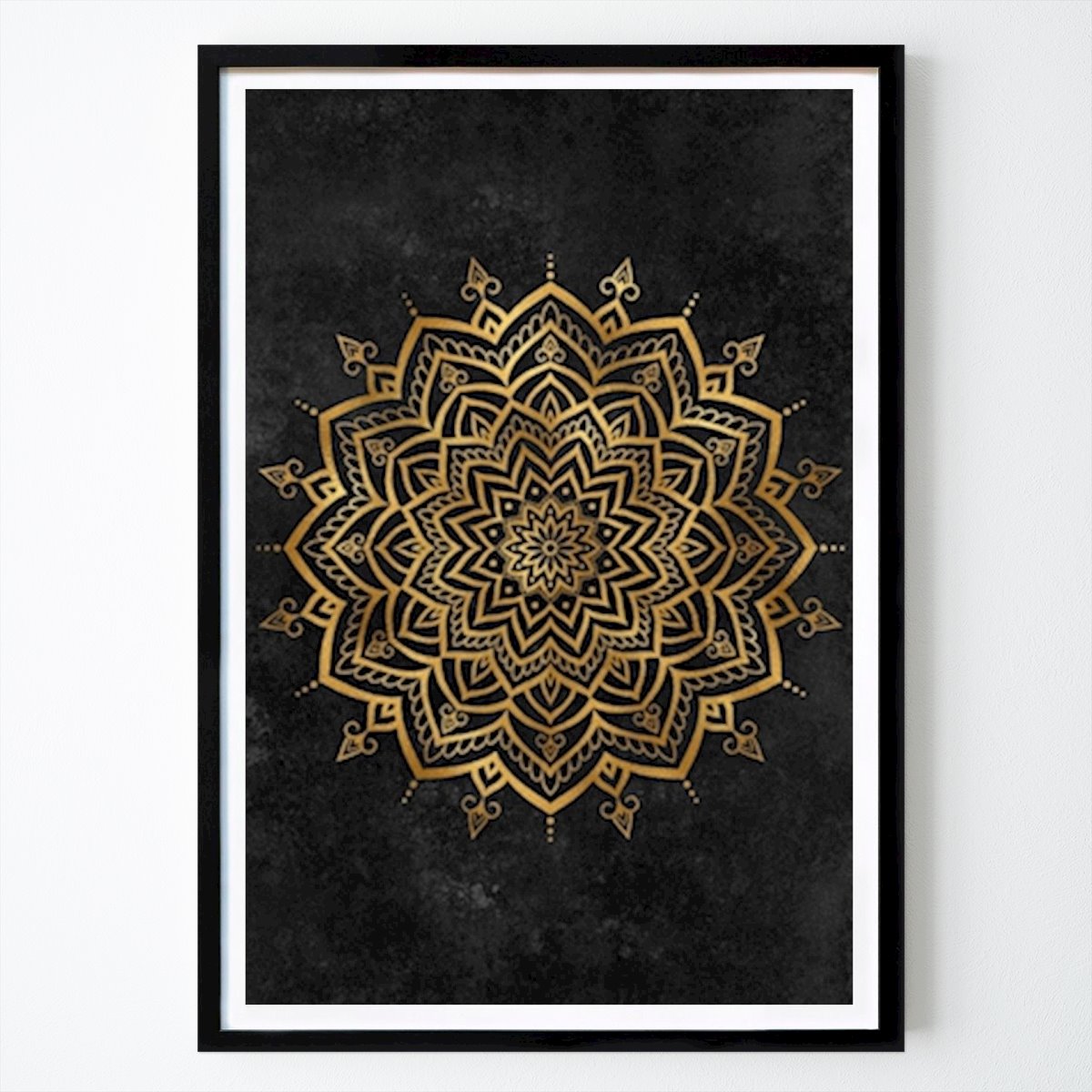 Hobby Poster: Guld Mandala - Svart av Lindica Art