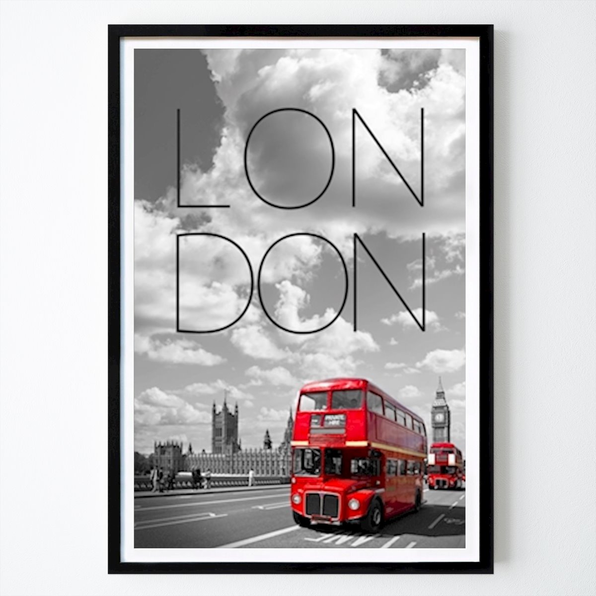 London Poster: Red Buses in London by Melanie Viola