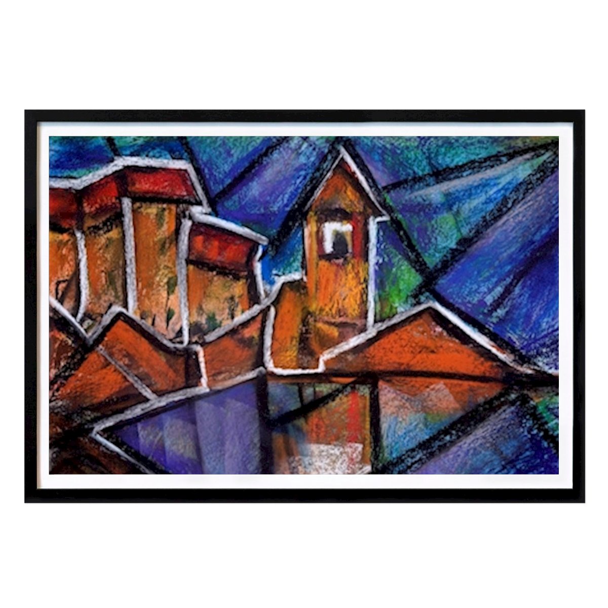 Astratto Poster: Pittura a gesso pastello - Villaggio di montagna di Christoph Schäfer