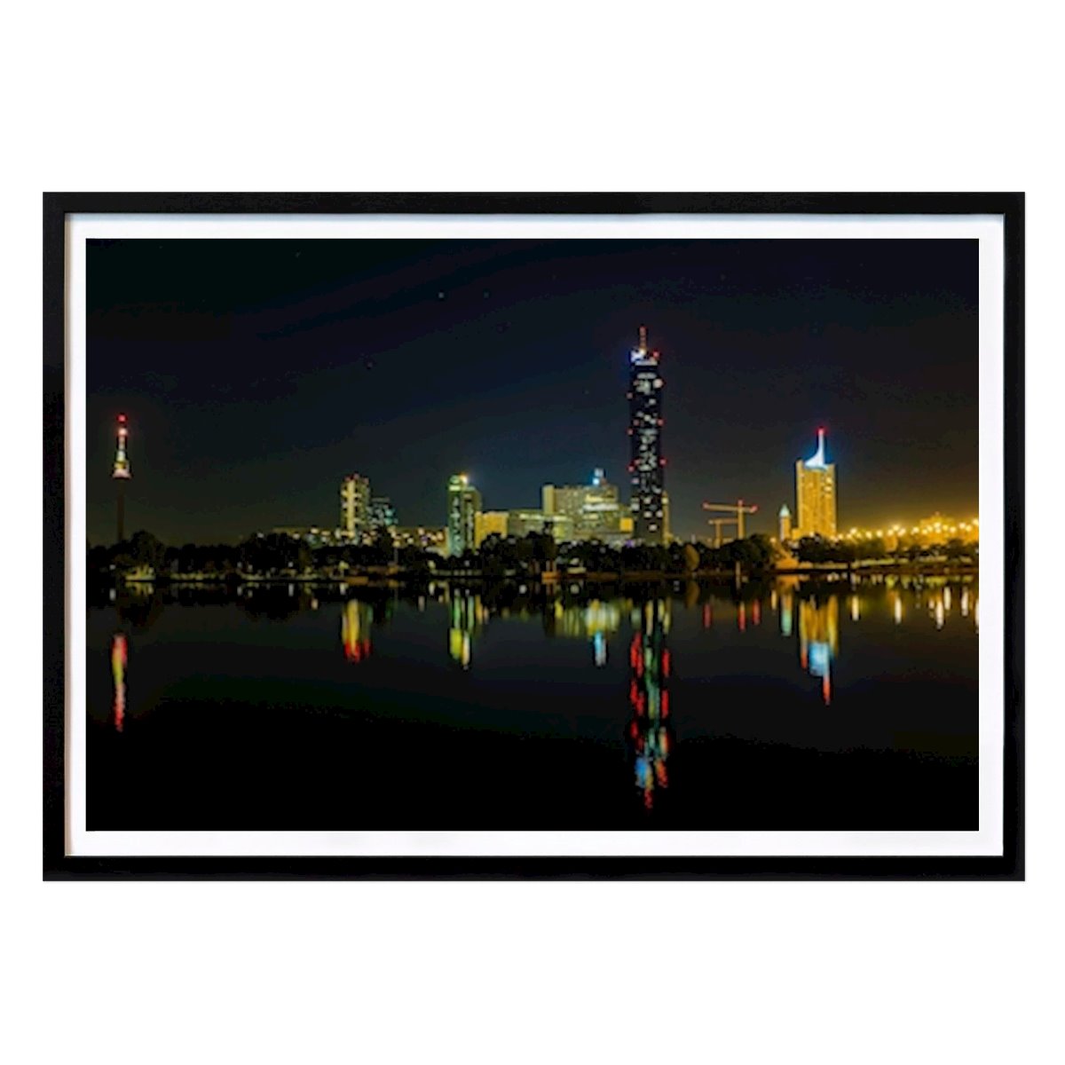 Arkitektur & Design Plakat: Wien om natten på Donau av Johann Medvey