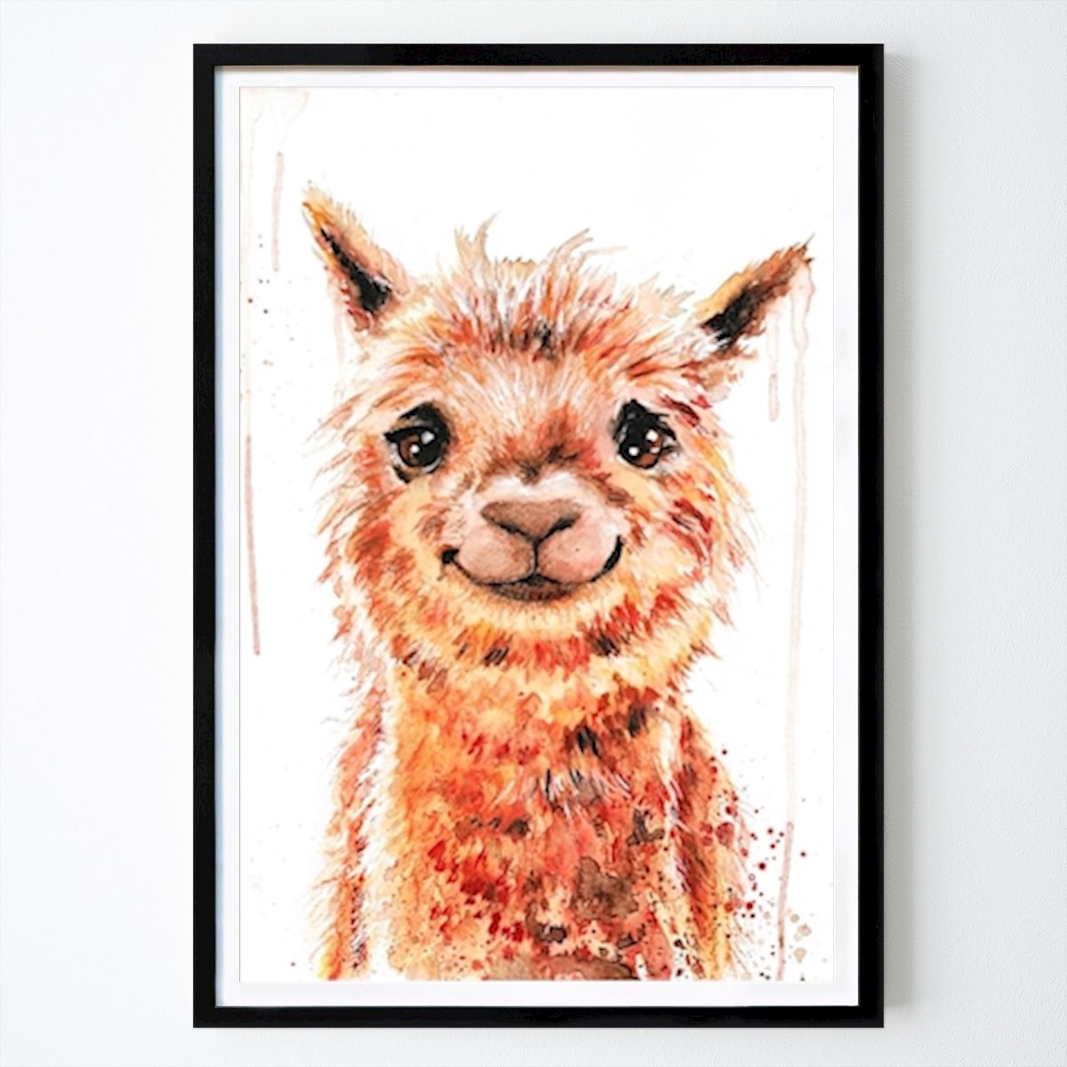 Bambini Poster: Lama Alpaca Ridente ad acquerello di Tiny Tami