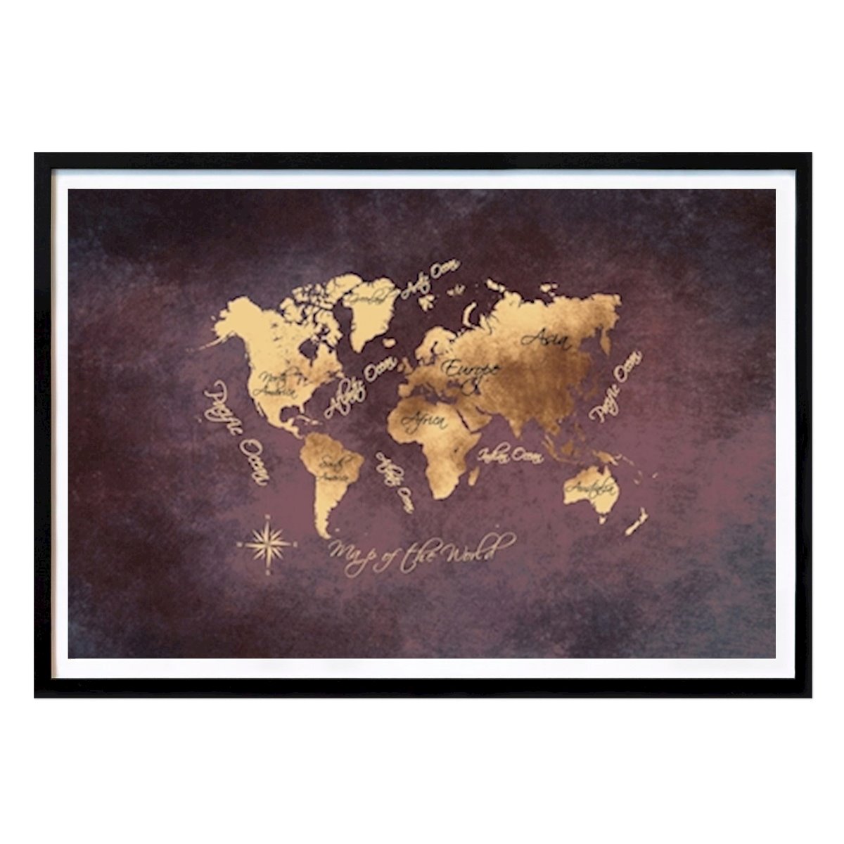Artistic Poster: World map gold and brown by Justyna Jaszke