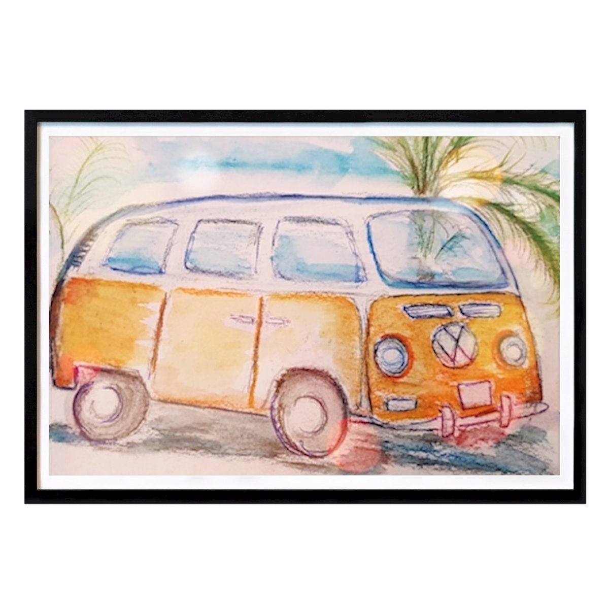 Retro & Vintage Poster: Old VW under palm tree by Shadow