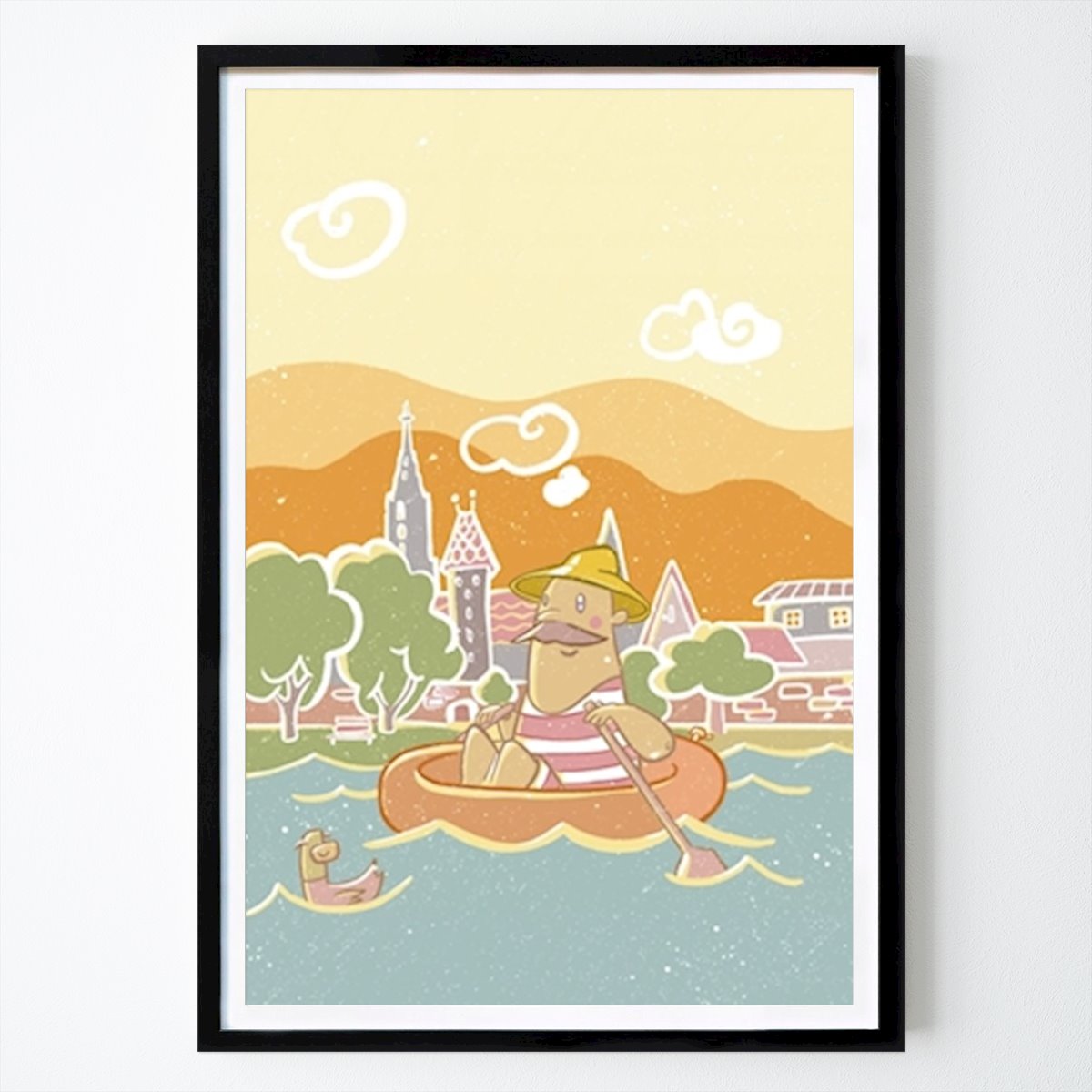 Natuur Poster: De man en zijn rubberboot van Meike Haug