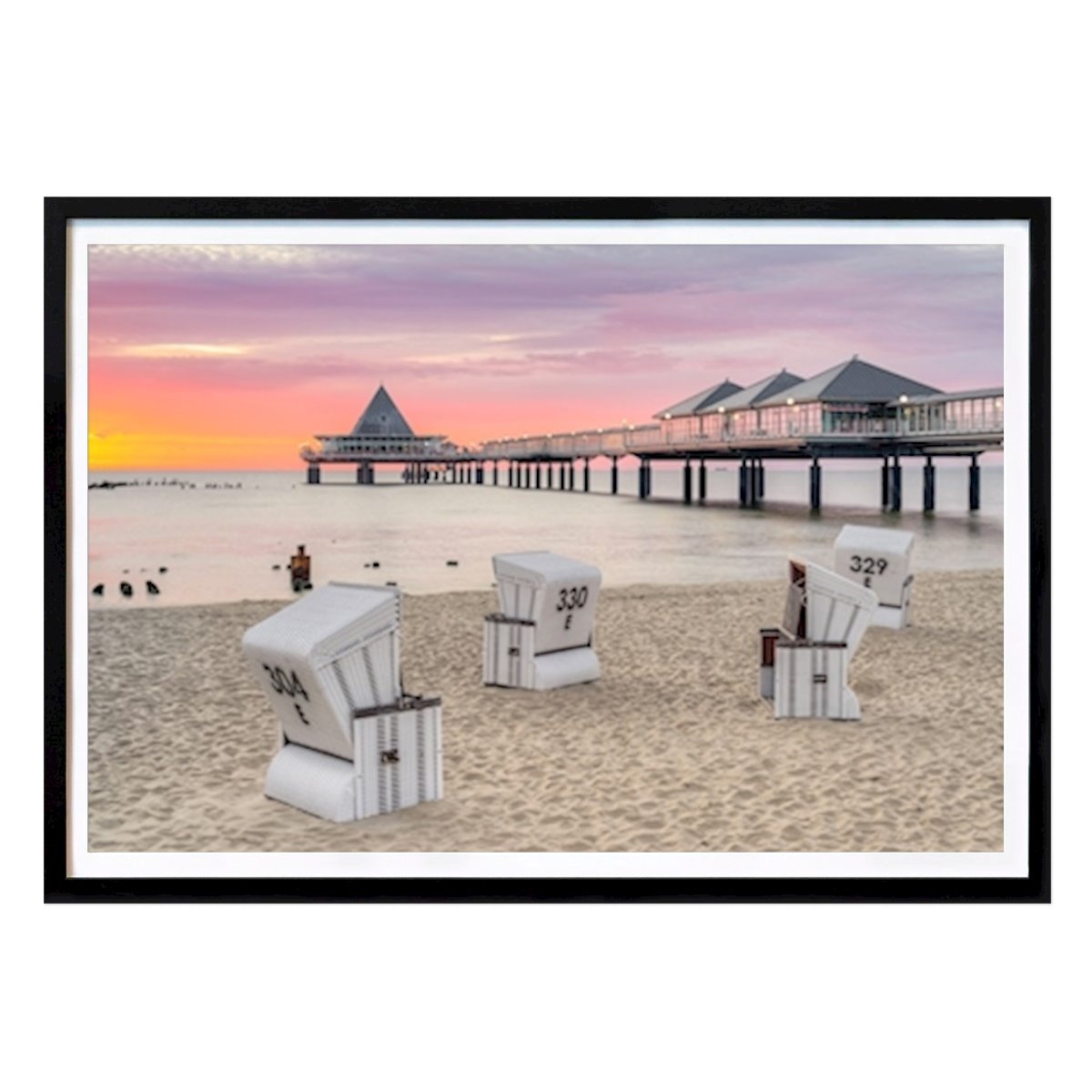 Nature Poster: Pier in Heringsdorf sunrise by Michael Valjak