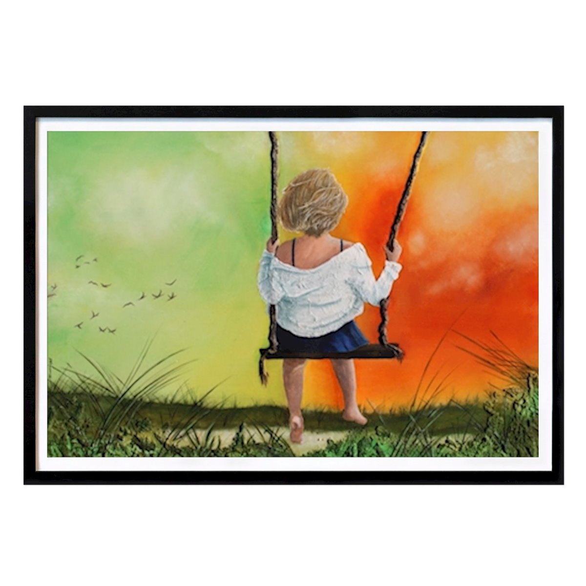 Natur Poster: Mädchen auf Schaukel von Franziska Weichhaus