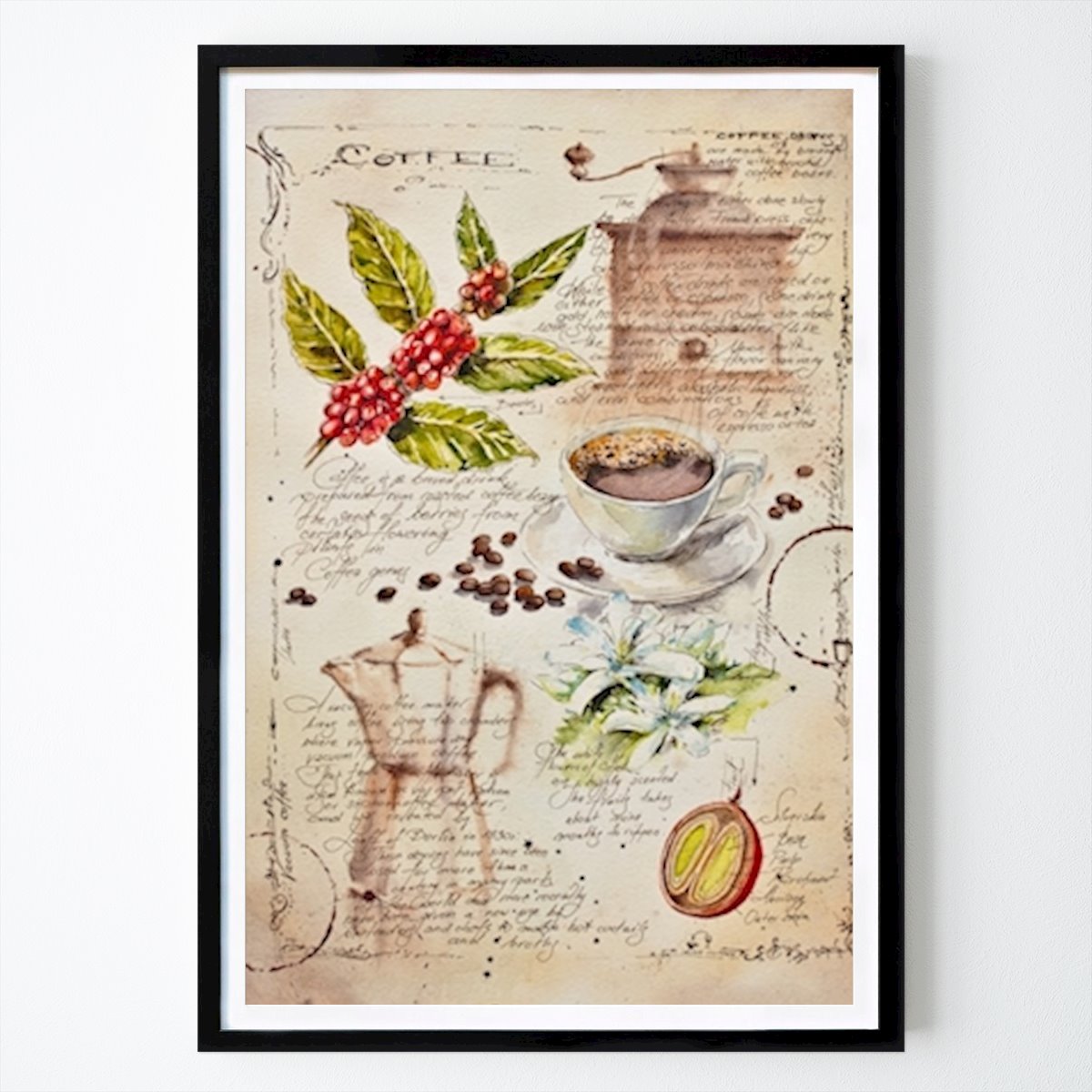 Botanical Poster: From a notebook - coffee by Eve Mazur